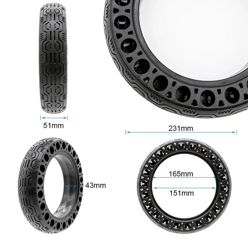 Vollgummi-Lochreifen 60/70-6,5/B44 (10x2,5-6,5) für Ninebot G30