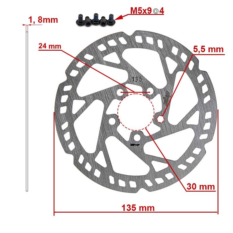 Bremsscheibe 135 mm 5H Silber für Xiaomi Mi 4 Pro
